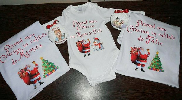 Set Tricouri Crăciun Personalizate + Glob Cadou