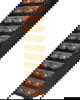 Comoda pentru farmacie din metal cu lemn masiv maro