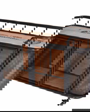 Comoda TV din metal cu lemn masiv maro