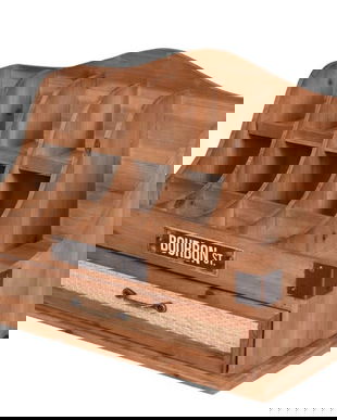 Organizator de birou din lemn masiv maro