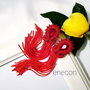 Cercei soutache rosii cu franjuri