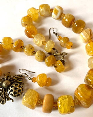 AMBER HONEY-agate,cristale Cehia,bronz