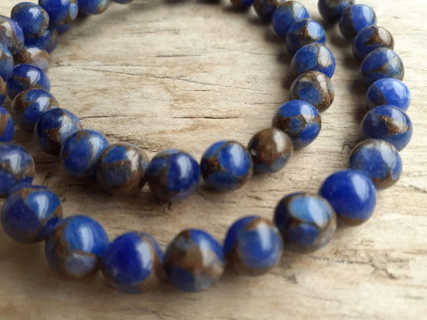 Agate albastru cu maro, 8 mm