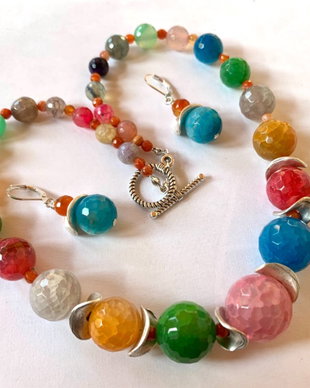 BEAUTIFUL COLOURS-agate,zamac argintat