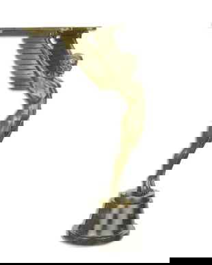 Icar-statueta Art Deco din bronz pe un soclu din marmura