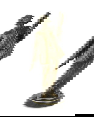 Vincent Van Gogh -statueta Art Deco din bronz pe un solclu din marmura