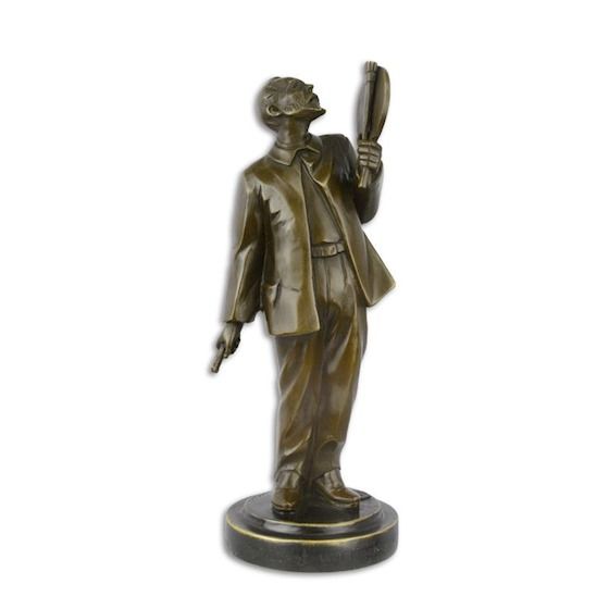 Vincent Van Gogh -statueta Art Deco din bronz pe un solclu din marmura