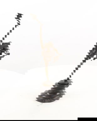 Dansatoare cu focul-statueta Art Deco din bronz pe un soclu din marmura