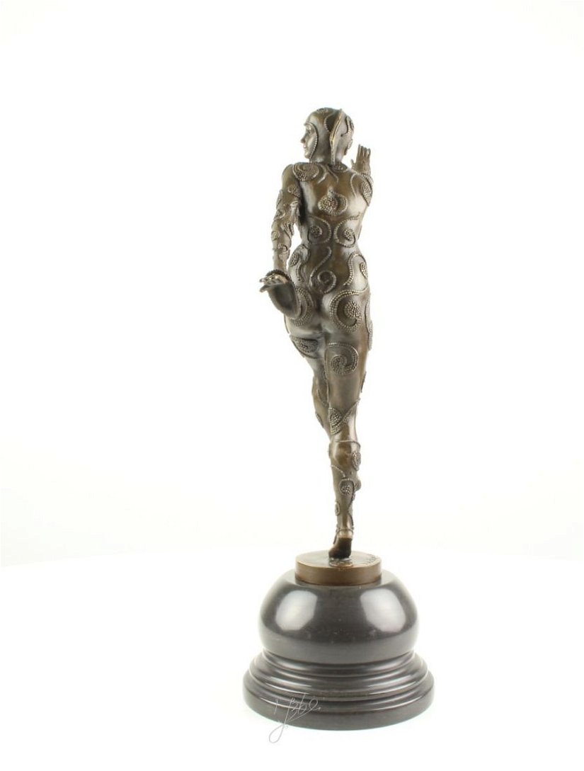 Dansatoare singura-statueta Art Deco din bronz pe un soclu din marmura