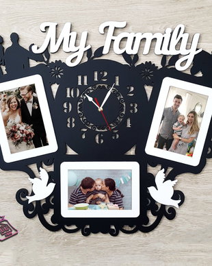 Tablou foto cu ceas Family