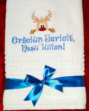 Cadou ideal Crăciun! Set 2 prosoape bumbac personalizate
