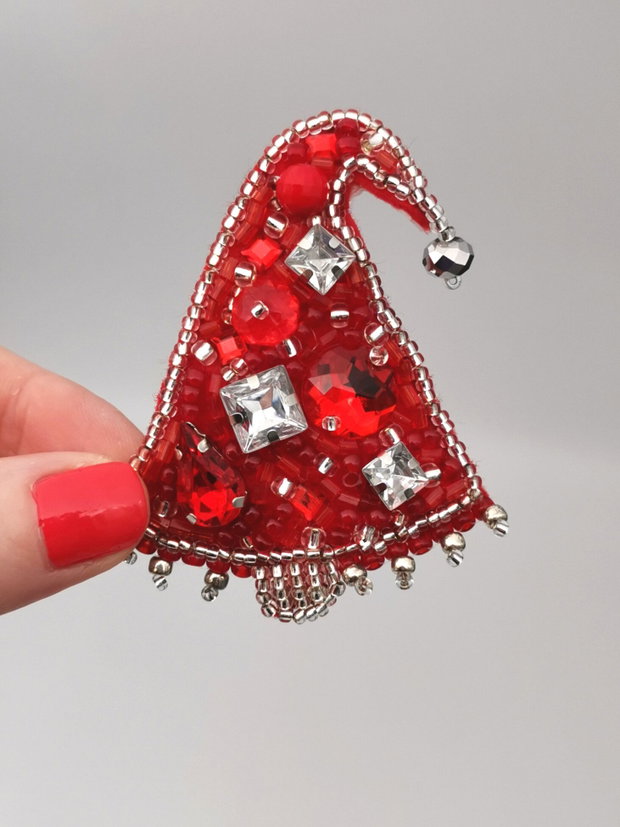 VANDUT Broșă - Red Christmas Tree