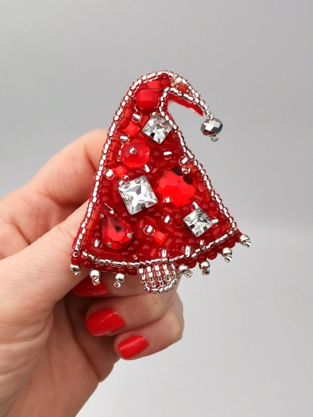 VANDUT Broșă - Red Christmas Tree