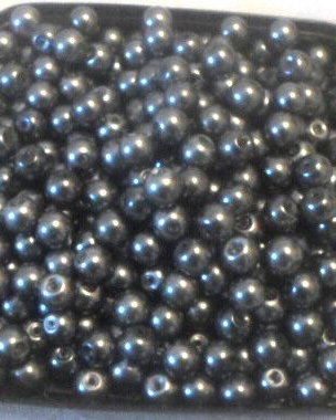 Margele sticla argintiu gun metal inchis 6 mm cal. II