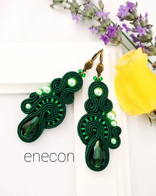 Cercei verzi, Cercei statement soutache,