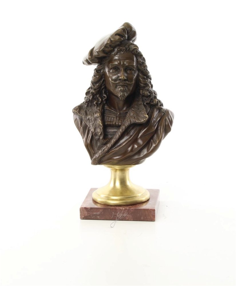 Bust Rembrandt-statueta din bronz pe un soclu din marmura