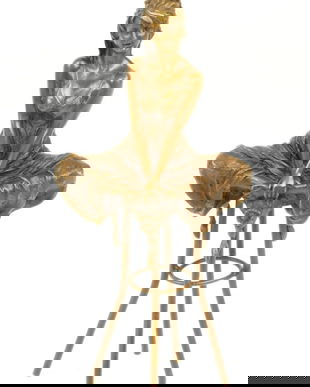 Doamna la bar-statueta din bronz masiv