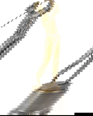 Jucator de golf-statueta din bronz pe un soclu din marmura