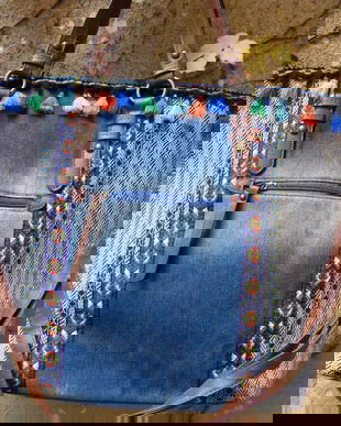 Nou-geanta textil-etno-denim