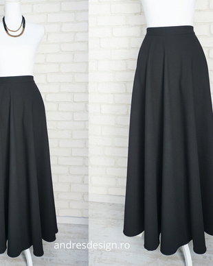 Fusta Lunga Neagra cu Buzunare