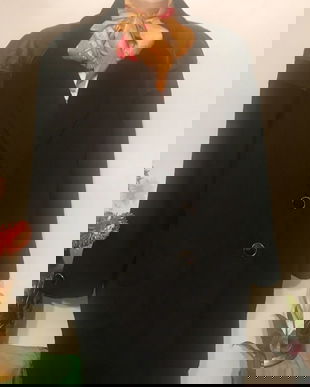 Palton/haina. 3/4, cu cu accente de piele la umeri piele