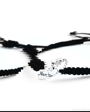 Little Dancer - Bratara personalizata argint, snur impletit reglabil pentru copii