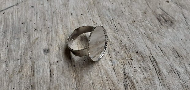 Baza inel argintie, platou 18 mm