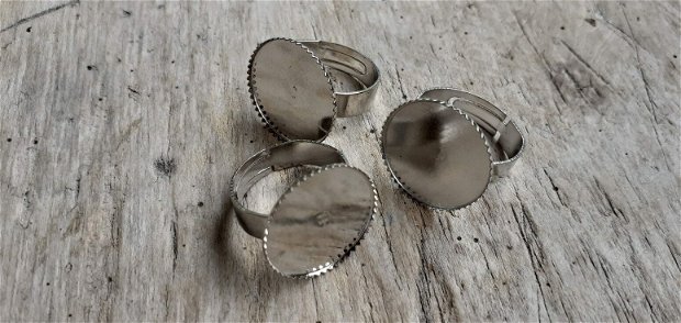 Baza inel argintie, platou 18 mm