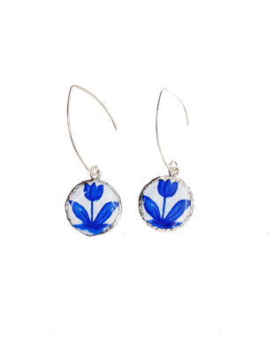 Cercei "Blue Tulip" din Argint 925, rasina si Fimo