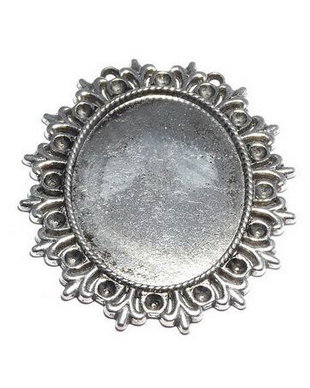 Pandantiv metalic, argintiu antichizat, 56x48 mm