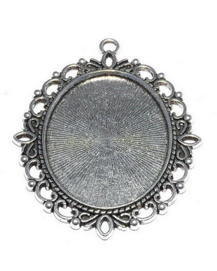 Pandantiv metalic, argintiu antichizat, 39x29 mm