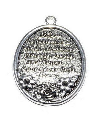 Pandantiv metalic, argintiu antichizat, 54x38 mm