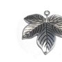 Pandantiv metalic, argintiu antichizat, frunza, 59x57 mm