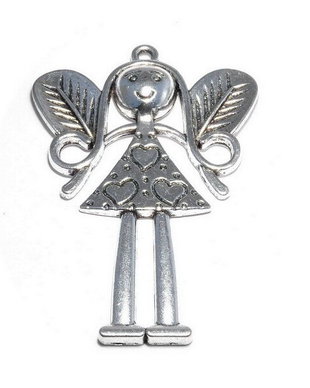 Pandantiv metalic, argintiu antichizat, 58x37x5 mm