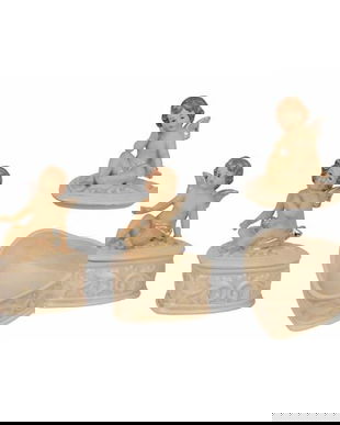 Set trei casete inima din portelan cu ingerasi