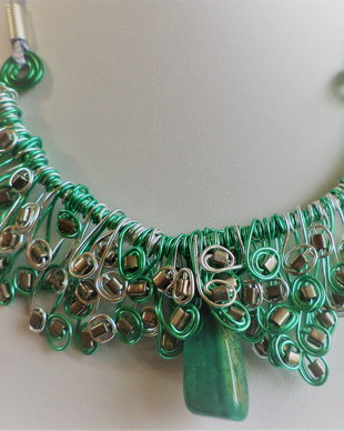Colier din sarma,margele toho si aventurin/colier talisman/colier boho-chic - green of luck
