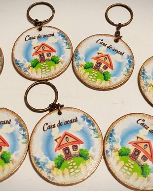 Breloc din lemn, 5 cm, personalizabil