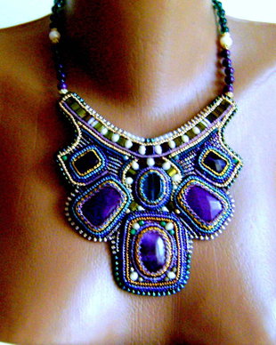 Colier statement  Amethyst, antichitati recreate, unicat