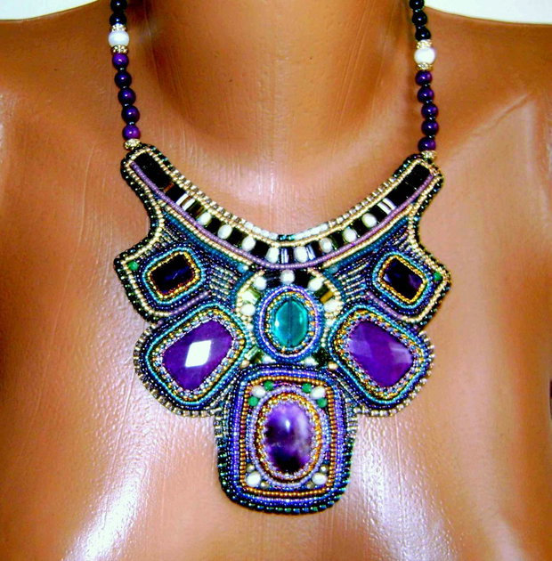 Colier statement Amethyst, antichitati recreate, unicat