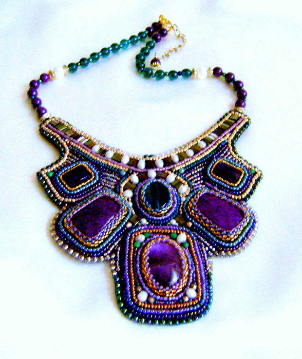 Colier statement Amethyst, antichitati recreate, unicat