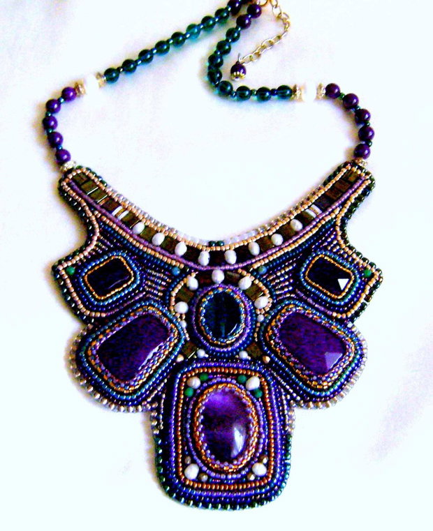 Colier statement Amethyst, antichitati recreate, unicat