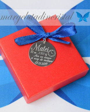 Banut Mot/Botez/Ruperea Turtei / Nume si date bebelus / Am un anisor si scap de motisor / Argint 925 2,2 cm