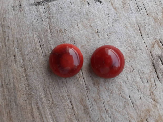 Cabochon coral rosu, 14 mm (2 buc)