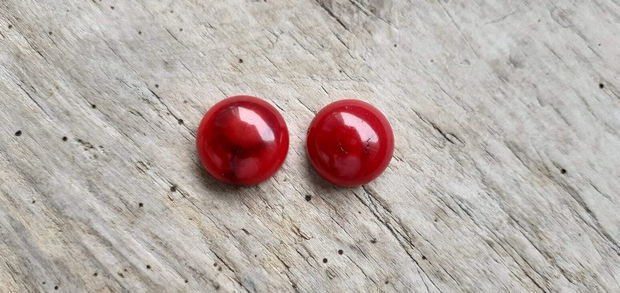 Cabochon coral rosu, 14 mm (2 buc)