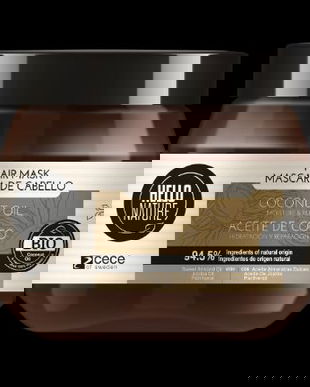 Masca BIO Hello Nature cu ulei de COCOS pentru hidratarea, restructurarea si intarirea firului de par degradat si deteriorat. 250 ml Cod 1566.
