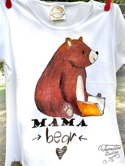 Set tricouri familia de urși. Tricouri pictate manual.