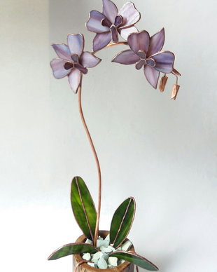 decoratiune orhidee din sticla