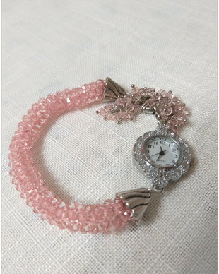 CEAS-BRATARA- CRISTALE DE STICLA ROZ