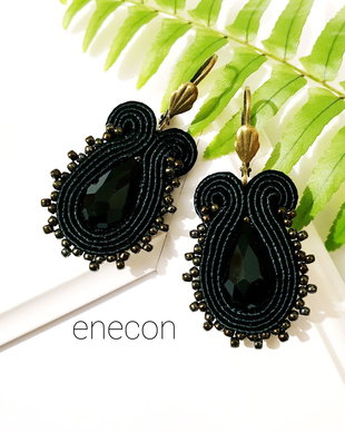 Cercei negri soutache