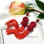 Cercei rosii cu franjuri, Cercei soutache, Cercei lungi